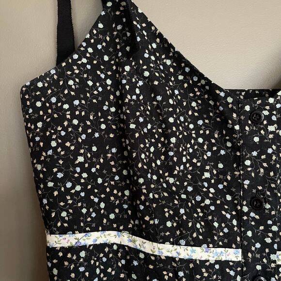 LA LIGNE Kate Floral Midi Sundress In Black Floral Size Small Tie Shoulder Chic - Picture 5 of 13